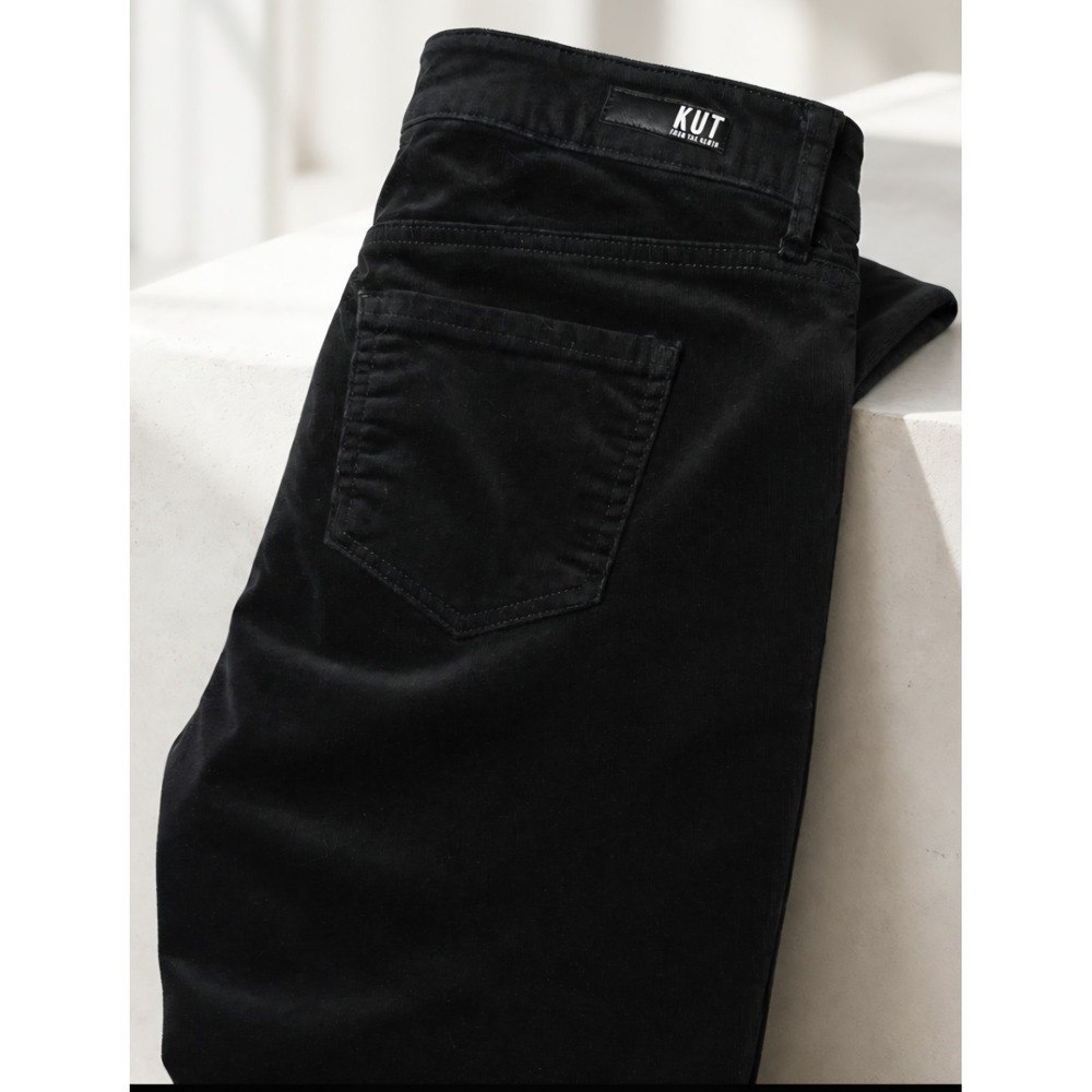 KUT from the Kloth Black Corduroy Pants Women 10P Bootcut Ankle Flat Front